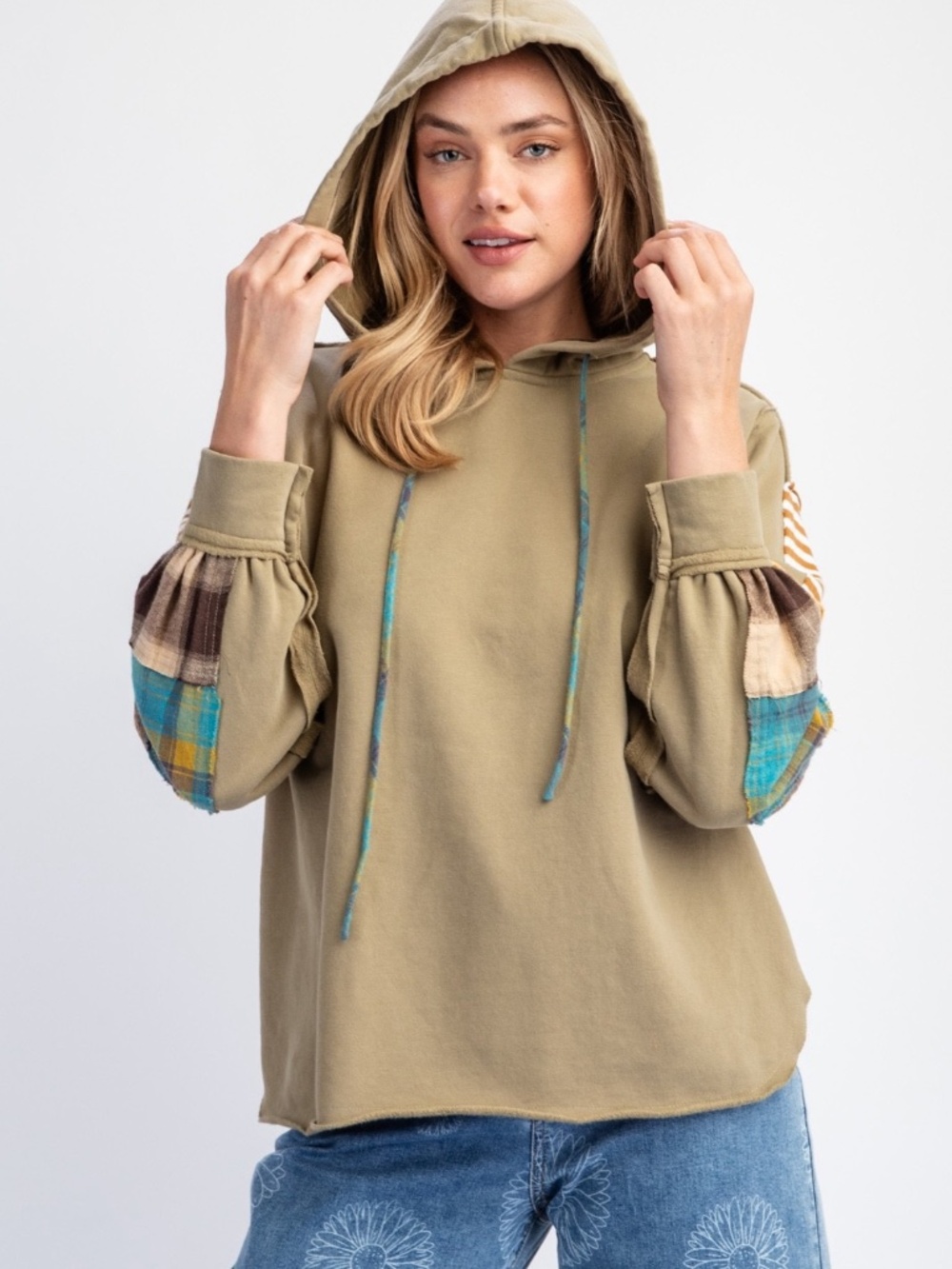New Easel Los Angeles Women's Size Plus Sa Pullover Multicolor Hoodie Sweatshirt